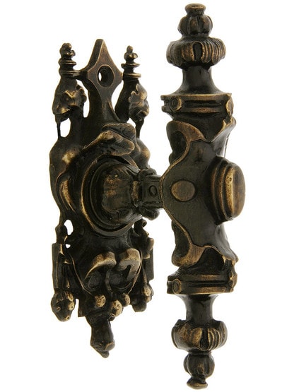 Pembridge Cabinet Knob With Griffin Back Plate in Dark Brass.
